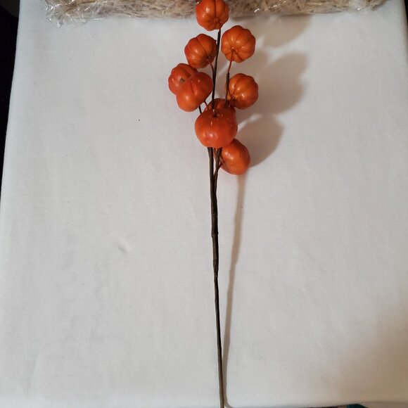 11” Orange Pumpkin Stems / Branches – Set of (3); (9) Pumpkins Per Branch - Picture 5 of 9